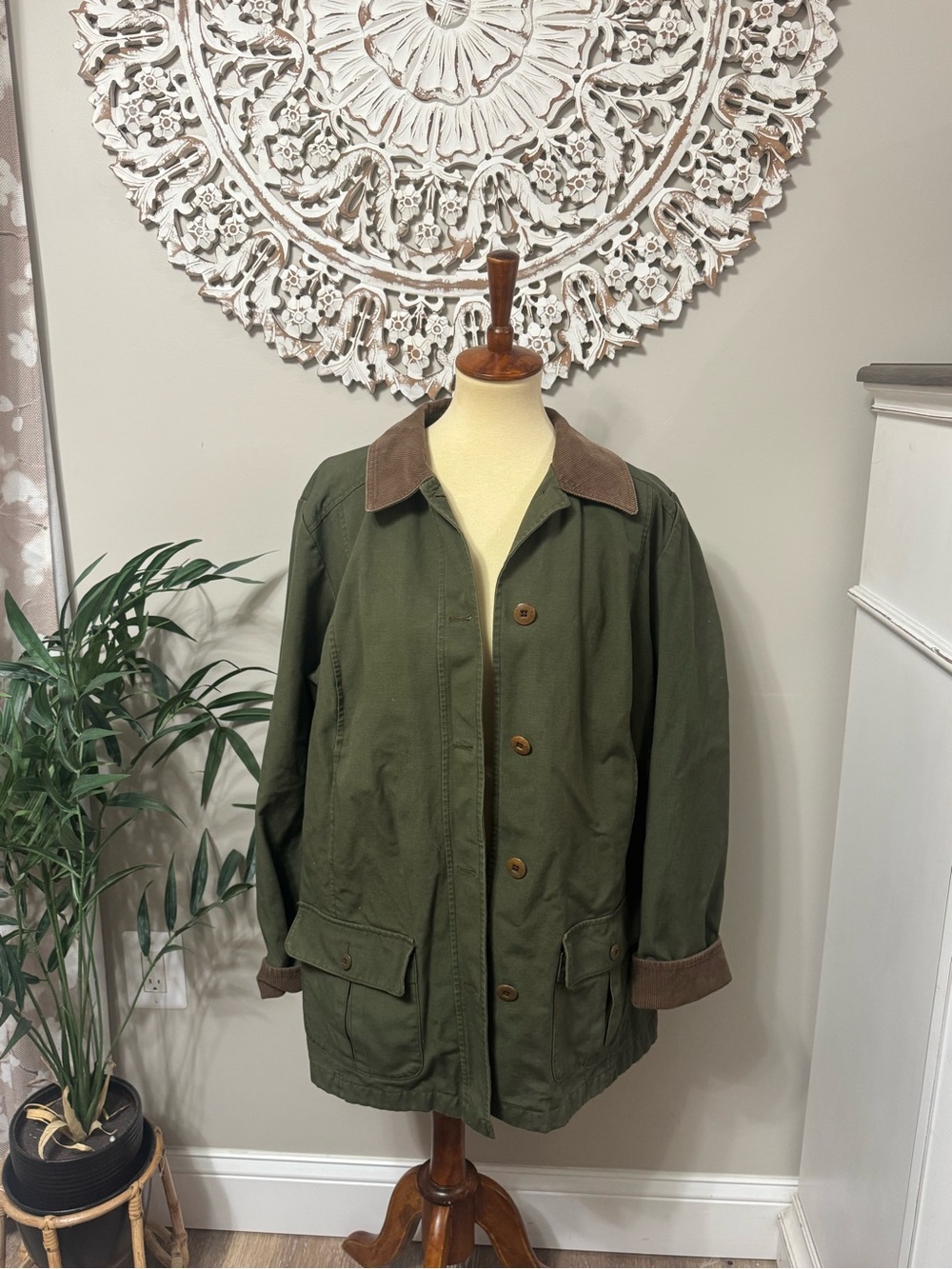 Vintage L.L.Bean Adirondack Barn Chore Coat Women’s Large Flannel Lined Corduroy